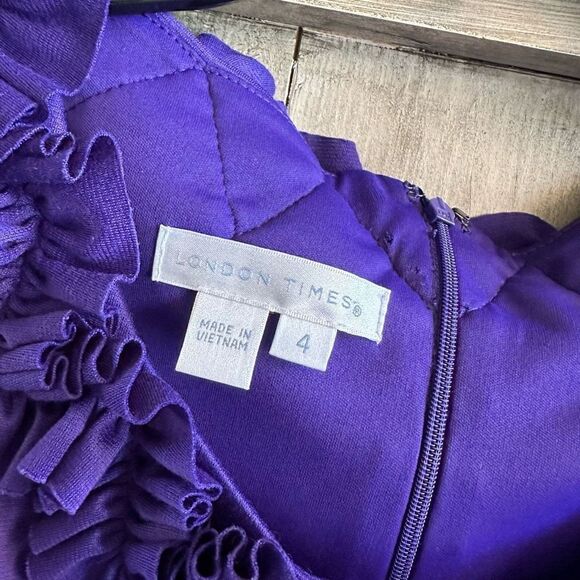 London Times Rose Neckline Purple Sheath Dress - Picture 4 of 8